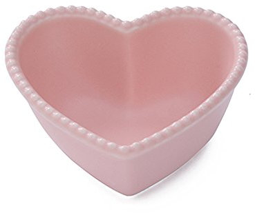 En forma de corazón de cerámica choold bol con diseño de espiral Baked soufflé cuenco de postre cuenco Ramequín horno cuenco Creme Brulee, Strange) (rosa/blanco)