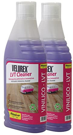 Chimiver - VELUREX LVT CLEANER Kit 2 Piezas | Detergente antistático sanitizante apropiado para la Limpieza de Suelos vinílicos. 2 Botellas de 1L