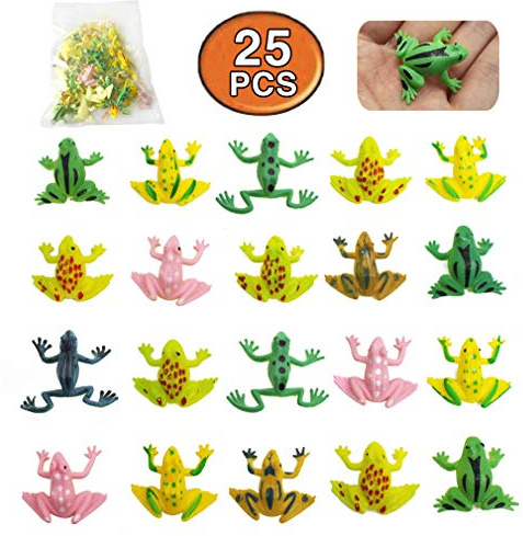 COOKY.D 25pcs Small Plastic Jumping Frog Toys 0.9 Colorful Stretchy Animal Insect Toys Set for Kids