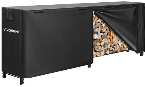 VIVOHOME Support de Bois de Chauffage 2,4 m avec Couvercle Râtelier à Résistant pour L'intérieur et L'extérieur
