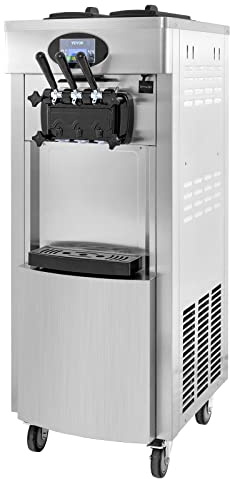 VEVOR Macchina Elettrica per Gelato Soft da Terra 2200W 3 Gusti, Macchina Gelato Soft Yoghurt Sorbetto Crema di Caffè Elettrica 3 Gusti, Macchina Elettrica Commerciale per Gelato Sorbetto Granita