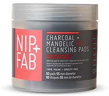 Nip + Fab Charcoal and Mandelic Acid Fix Daily Cleansing Face Pad with Witch Hazel and Lotus Flower Extract for Refining Minimizing Pores Oil Control, 60 Facial Pads