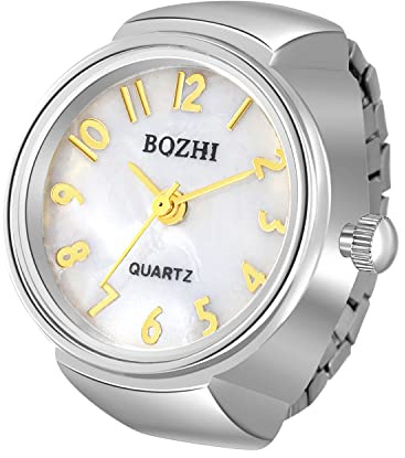 JewelryWe Reloj de Dedo para Hombre y Mujer con Correa elástica Redonda de Cuarzo para Navidad