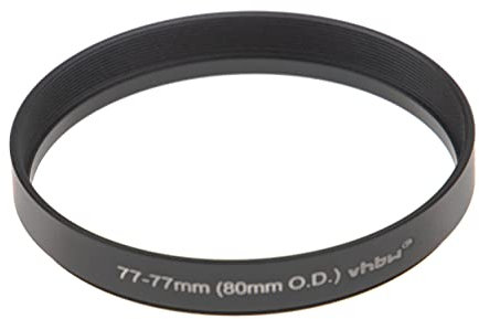 vhbw Bague d'adaptation de Filtre Step-Up de 77 mm vers 77 mm Compatible avec boîte Mate (Matte Box) 80 mm O.D. - Adaptateur, Aluminium, Noir-Mat