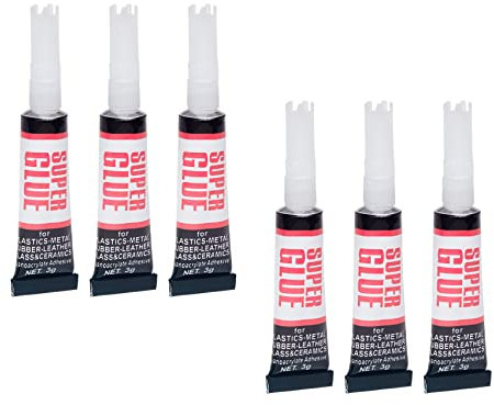 Invero Pack of 6 Strong All Purpose Quick Dry Super Glue with Pin Point Nozzle - Ideal for Plastic, DIY, Rubber, Metal, Leather, Wood and more