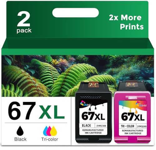 67XL Ink Cartridge Black/Color Combo Pack Replacement for HP Ink 67 67XL HP67 XL HP67XL for 2700 2700e 2752 2752e 2742e 2755e 4100 4100e 4152e 4155e 6000 6055e 6400 6458 6458e 6455e Printer