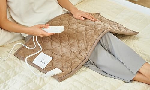 Electric Heating Pad for Back, Neck & Shoulder Pain Relief – 99% EMF Blocking Technology, 3 Heat Settings, Auto Shut-Off – 29x15 Inches – Made in Korea by Shield Life