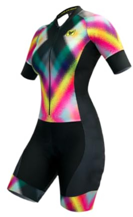 Combinaison de sport à manches courtes pour femme - Triathlon - Vélo de route - Combinaison de course à pied, 11, Medium