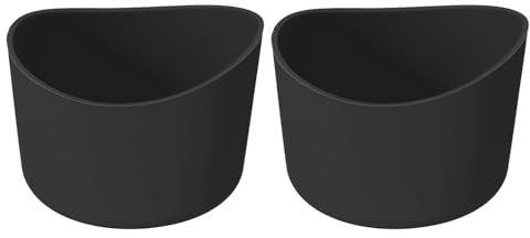 QUARKZMAN 2Pcs Housse de Protection en Silicone de 6,5 Cm pour Bouteille d'Eau de 12 à 24 Oz Couverture Antidérapante pour Fond de Bouteille Accessoires pour Tasse Forme Irrégulière Noir