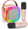 CUTEEEE Machine Karaoke pour Enfants avec 2 Micro sans Fil, Portable Bluetooth Enceintes avec éclairage ambiant LED, Cadeaux de Noël et Jouets de fête d'anniversaire pour Filles de 4 à 12 Ans