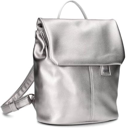 Zwei Damen City-Rucksack Mademoiselle.M MR8 4 Liter weiches Kunstleder, Magnet-Verschlussklappe, Hauptfach mit Reißverschluss, gepolstertes Trennfach für Tablet, Rückenpolsterung (silver)