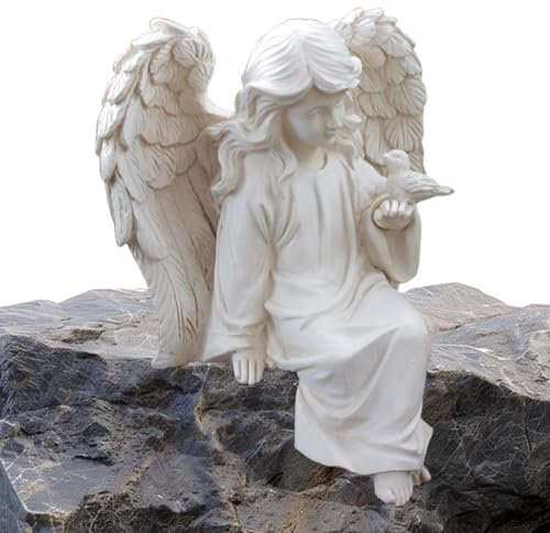 Statuen für Garten, Gartenengel, Engelsstatue aus Kunstharz, Dekoration für Innen und Außen, Engelsstatue für Garten, Vintage Engelsfigur für Terrasse, Rasen, Por