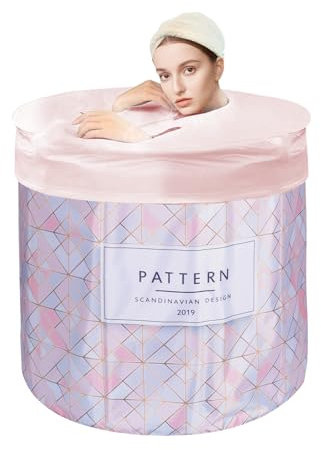 Sinbide Badewanne Tragbare faltbare Kinderbadewanne Wanne für Erwachsene und Kinder Geeignet für Saunaduschen und Eisbäder Freistehende Badewanne Installationsfrei 65x65x70 cm(LxBxH) (Rosa)