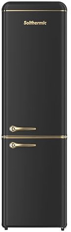 SOLTHERMIC frigorifico combi retro negro rústico y acabados 2 puertas FCR188N 1,88 CM alto x 55 de ancho. De gran capacidad de hasta 270L, silencioso, control de temperatura y bajo consumo