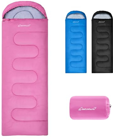 Clostnature Schlafsack Camping - Leichter Schlafsack für Erwachsene mit Kleines Packmaß, Kompakter Outdoor Schlafsäcke mit Kapuze, Deckenschlafsack für Bikepacking, Wandern, 3 Jahreszeiten