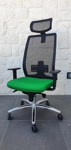 GALIZIA PRIME - Sedia da Ufficio Ergonomica con Schienale in Rete Traspirante, Sedia Scrivania con Rotelle e Comoda Seduta Imbottita, Dotata di Meccanismo Syncro, Poltrona Ufficio Made in Italy