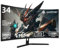 Amzfast Monitor Gaming Curvo 34'' 165 Hz, UWQHD 3440x1440, 21:9, 1 ms MPRT Adaptive Sync sRGB 130% / DCI-P3 95%, HDMI 2.0, DisplayPort, Cuidado de la Vista,VESA 75x75, Pip/PBP, AMZG34C5Q
