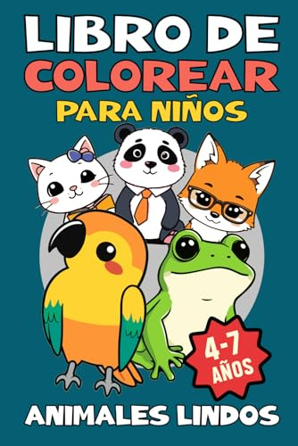 Libro De Colorear Animales Lindos para niños de 4-7 años: 50 dibujos fáciles, divertidos y bonitos para niños pequeños