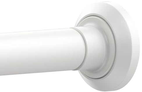 ENJOYBASICS Shower Curtain Rod 30 to 76 Inches, Stainless Steel Adjustable Spring Tension Rods No Drill for Bathroom, Closet, Window, Room Divider, Never Rust, Non Slip, White