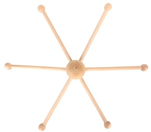 Baby Crib Mobile Hanger, Spherical 6-Arm Wooden Mobile Holder Stand with Adjustable Hook for Nursery Wind Chime Display, DIY Crib Attachment for Infant Toys and Decor