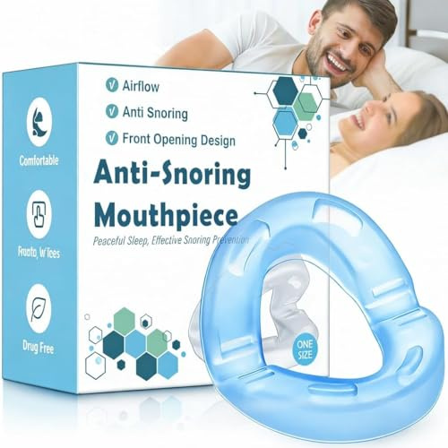 AIOUTGOGO Dispositivo Anti Russamento, Bite Antirussamento con Design Aperto 180°, Riutilizzabile, Pronto all'Uso, Leggero e Confortevole, Supporto per Ridurre il Russare, per Uomo e Donna (Blu Opaco)