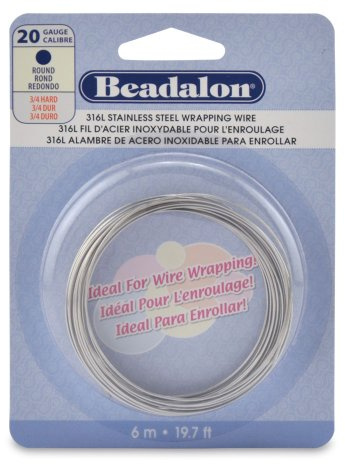 Beadalon Round Wire 316L Stainless Steel 20 Gauge, 6-Meter