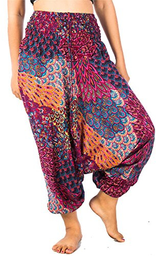 Lofbaz Femmes Paon Harem 2 en 1 Combinaison Pantalon Rose M
