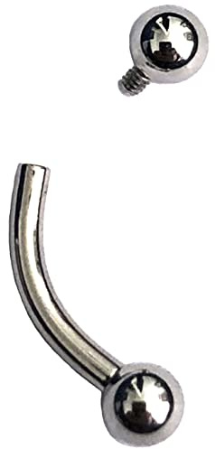 12 14 16 Gauge 12g 14g 16g 316L Stainless Steel Internal Internally Threaded Curved Bent Banana Barbell Nipple Navel Eyebrow Ring Earring Piercing Jewelry Inch Balls (14g-1/4 Long-4mm Ball)