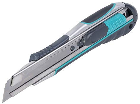 wolfcraft Cúter profesional de doble seguridad de 18 mm I 4284000 I Corte seguro de cartulina, cartón y láminas