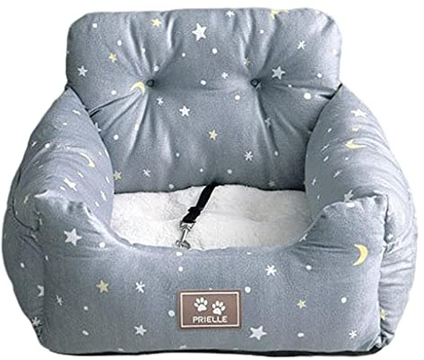 NC Cama Universal para Mascotas, Asiento, Perrera Suave con Cojín Antideslizante, con Correa de Seguridad Asiento de Coche para Perros para Gato, Gris