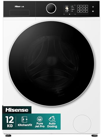 Hisense WF5I1245BWR 12kg Washing Machine, 1400rpm Spin, A Rated Energy, Wi-Fi, Steam, Freestanding, White