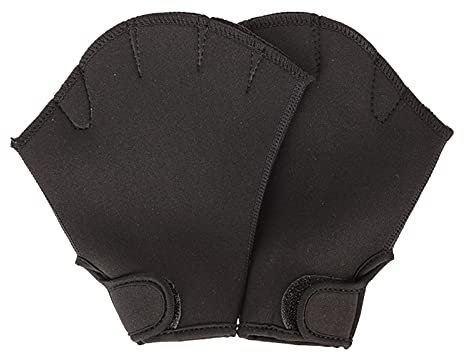 Dkings Unisex Swim Gloves Schwimmhandschuhe Kinder Damen Herren Fitness Handschuh (S, Schwarz)