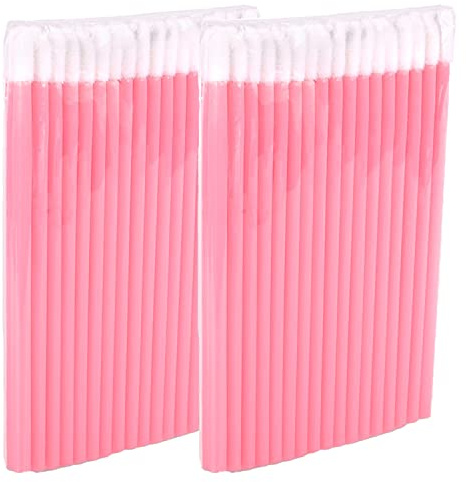 P-Beauty Cosmetic Accessories | Mikrofiberläppborste lämplig för ögonfransförlängning | engångs läppborste | kosmetika läppborste | luddfri borste | läppborste | rosa | 50–500 stycken (100)