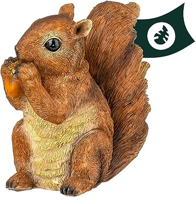 VERDOBA - Eichhörnchen Figur mit Nuss - Dekofigur Garten, wetterfeste Gartendeko Figur - süße Eichhörnchen Deko aus Kunstharz für den Garten