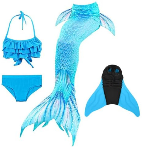 SPEEDEVE Mädchen Meerjungfrauenflosse mit Monoflosse Meerjungfrau Flosse für Schwimmen,01-Lan-dh53,130