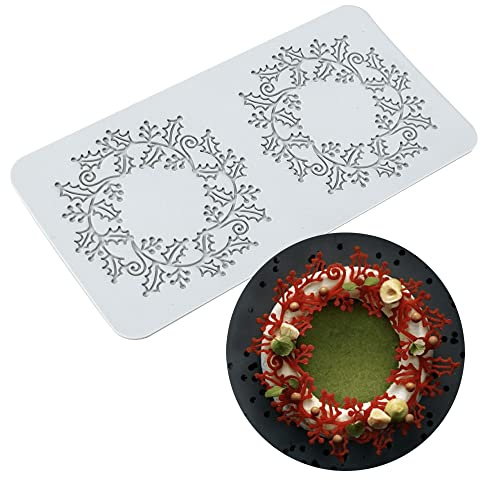 TUKE Spetsformar för tårtdekoration 3D-blad silikonformar för bakning av gummiformer, lera, fondantformar, spetsmattor, blomma, vaxkaka, bi-mönster för socker, choklad, polymer (löv_27 x 13,7 x 0,3