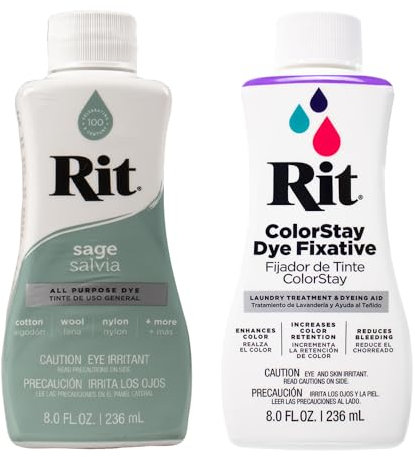 Rit Dye – 237 ml, flüssige Stofffarbe für Kleidung, Dekoration und Handwerk – Salbei mit Farbfixiermittel