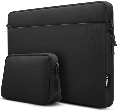 TECOOL 15,6 Zoll Laptoptasche Hülle für 15-15,6 Zoll Acer Asus Dell Lenovo Thinkpad Ideapad HP Notebook Chromebook Laptop Tasche Wasserdicht Laptophülle Schutzhülle mit Zubehörtasche, Schwarz