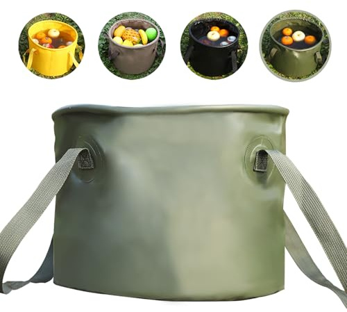 10L Grün Faltbarer Eimer, Faltschale Multifunktionaler Falteimer Tragbarer Eimer Outdoor Faltschüssel, Waschbecken Zusammenklappbarer, Camping Eimer für Camping, Reisen im Wandern und Klappeimer