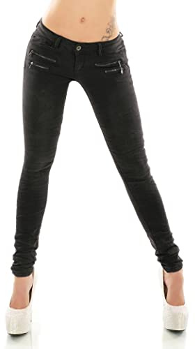 Women's Jeans Low Rise Hip Jeans Trousers Skinny Slim Fit Stretch XS-XL, black washed/81-82, M