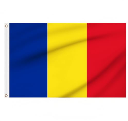 Romania Flags 5ft x 3ft, Large Big Romanian Flag with Brass Eyelets for Romania National Day Events School Culture Day Party Outdoor Decorations