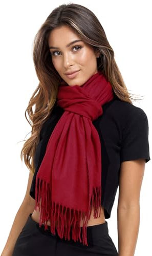 Glamexx24 Schal Damen Winterschal Langer Schal mit Fransen Baumwolle Warm Herbst Winter Unifarben Deckenschal und Tücher 200 x 74 cm