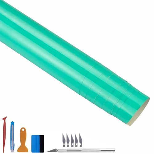 NewL Högglansig vinylfilm, självhäftande, luftutsläppsbubbla, lämplig för utomhusbruk (havsblå, 100 cm x 300 cm)