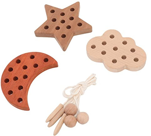 Fädelspielspielzeug, Pädagogisches Holzspielzeug Zur Verbesserung der Konzentration, Logik und Geduld, Geeignet für und Erwachsene, Materialien aus Buche, Sapeli und Rotem