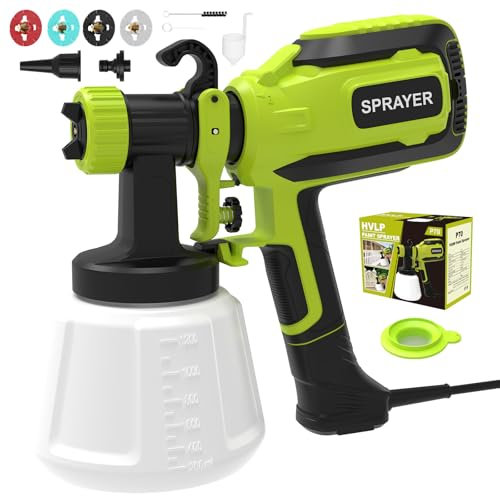Pistola Pintura, Pistola Pintura Electrica HVLP de 700W con Conexiones para Limpieza y Soplado, 4 Boquillas y 3 Patrones, para Muebles, Vallas, Paredes, Puertas, Gabinetes, Interior y Exterior