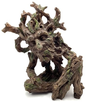 Adorno grande para acuario, decoración de tocón de árbol sonriente