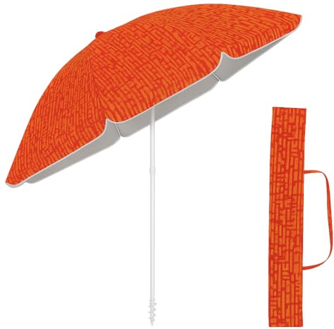 Ombrellone Da Spiaggia 180CM Grande Ombrellone Bastone Ø32 Mm Anti Uv 50+ Ombrello Parasole Da Esterno Con Palo Inclinabile In Alluminio Ombrellone Portatile Con Sacca In Tessuto - Fantasia Arancione