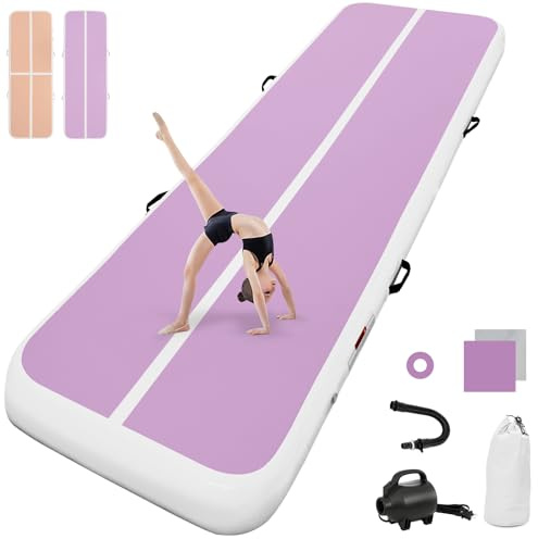 airtrack-matta med elektrisk luftpump, 10 cm hög, 3 m, tumbling-mattor, uppblåsbar gymnastikmatta, yogamatta, camping, träningsmatta