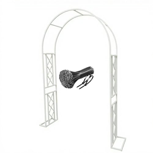 Arco de jardín, metal para plantas trepadoras, cenador de acero, decoración al aire libre, tamaños: 140-340 cm, elegante elemento de jardín blanco, perfecto para bodas y eventos.