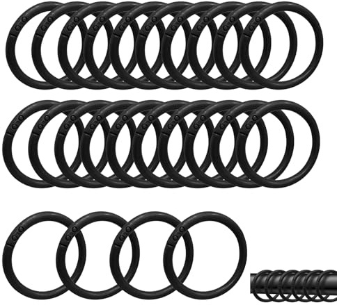 ZMZaoan 24 Anillos de Cortina de Ducha, Ganchos de plástico para Cortina - Anillas para Cortinas de Ducha en Forma C, Argollas para Cortinas Plásticas, la mayoría de Cortinas de Ducha (Negro)
